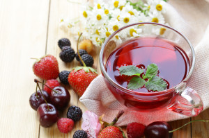 berry fruit tea in a glass cup